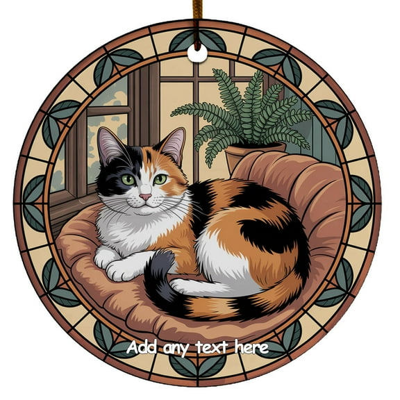 Calico Cat Ceramic Ornament – Custom Text Ornament for Boy or Girl Who Loves Calico Cat, Christmas 2025 Keepsake, Best Gifts for Pet Lovers