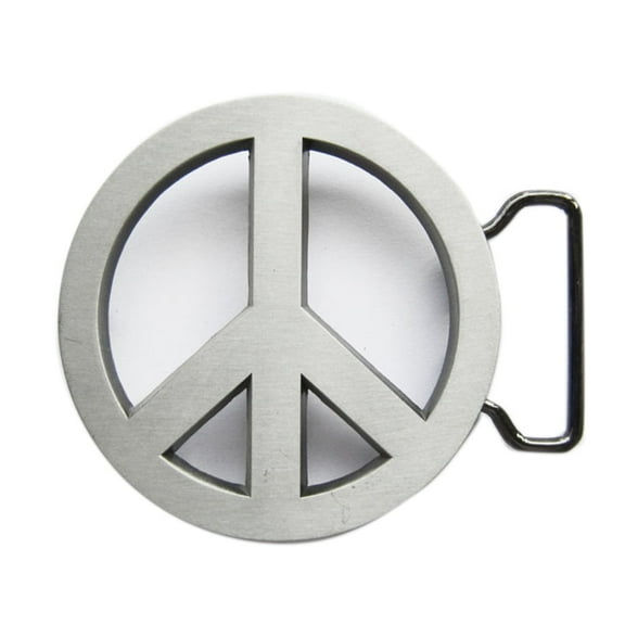 Antique Silver Peace Symbol Love Sign Belt Buckle for Men