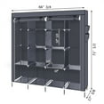 thumbnail image 3 of 67" Clothes Closet Portable Wardrobe Clothes Storage Rack 12 Shelves 4 Side Pockets Gray, 3 of 11