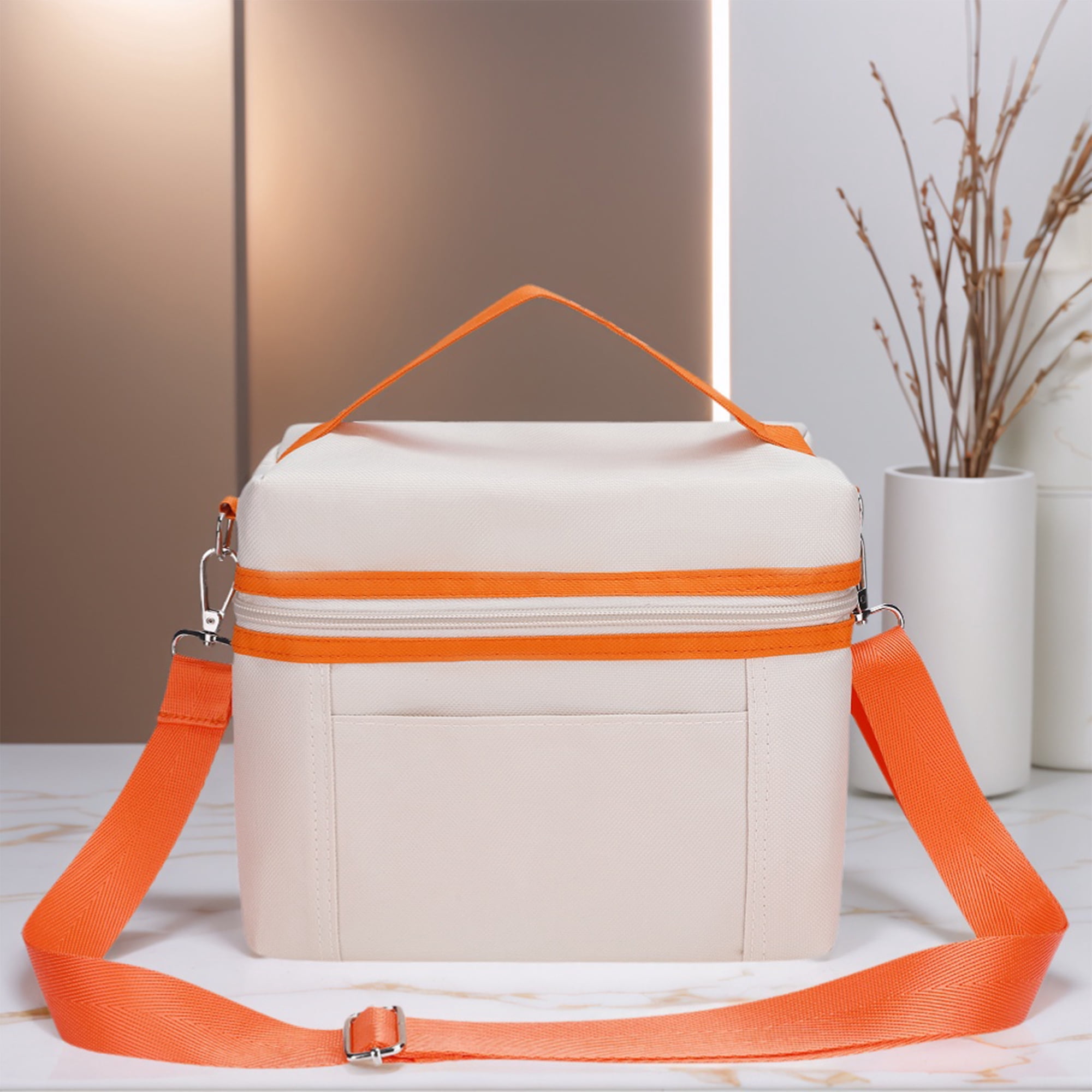 Unique Bargains Insulated Leakproof Lunch Bag for Work, Picnic White 8.3*5.1*7.1in