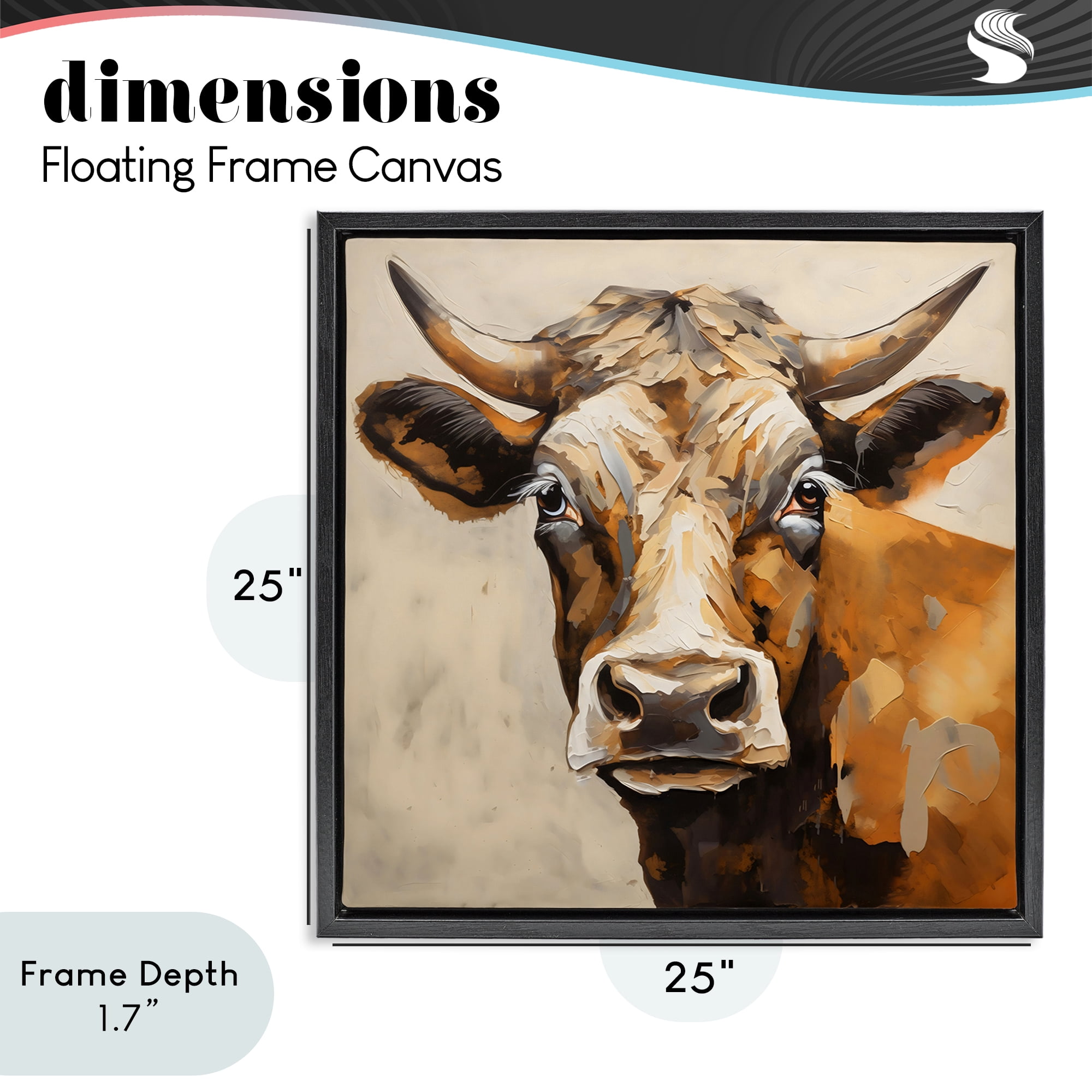 Stupell Industries Beautiful Brown Bovine Black Framed Floater Canvas Wall Art, design by Creative Studio
