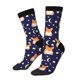 thumbnail image 1 of Fotbe Corgi Lying With Moons And Stars Calcetas Largas con Estampado para Hombre y Mujer – Calcetas de Compresión Transpirables y Elásticas, Viajar y Uso Diario Talla 5-11, 1 of 6