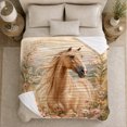 thumbnail image 5 of Golden Palomino Horse Meadow, Rustic Farmhouse Horse Scene, Warm Flannel Blanket for Ranch House and Living Room, Horse Lovers Valentine's Day Gift, Rustic Home Decor, 5 of 9