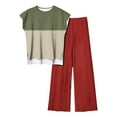 thumbnail image 1 of Besolor Womens 2 Piece Outfits 2024 Summer Tracksuit Color Block Sleeveless Tops and Long Pants Lounge Sets Plus Size, 1 of 4