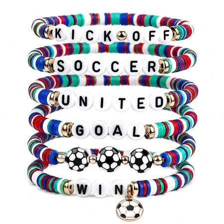 Homivra World Game Cup Soccer Jersey 2026-6 Pack USA Soccer Bracelets | World Game Cup Merchandise Shirt Jewelry Accessories Outfits for Women Men - Soccer Gifts for Fans Players Coaches Team