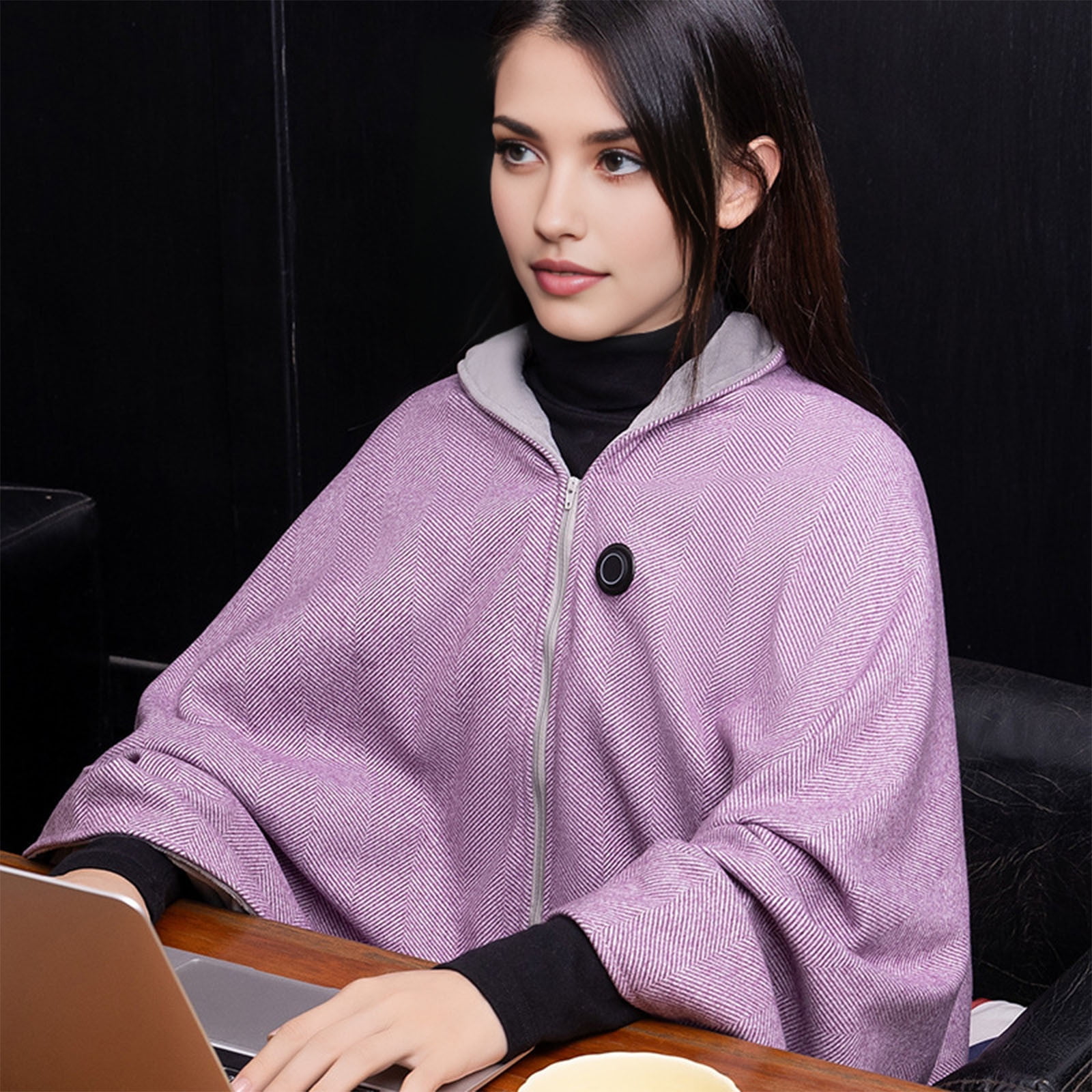 Binmer Heated Shawl Blanket With Battery Operated Wearable Heating Shawls Wraps