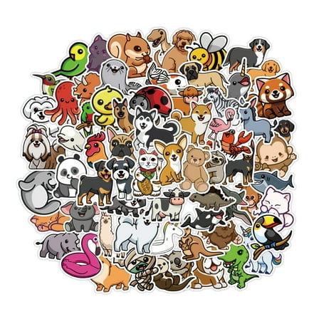 100Pcs Cute Animal Stickers Waterproof PVC Stickers for Laptop, Skateboard, Water Bottles, Computer, Phone Gift for Kids