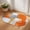 Orange Gray White, variant on Half Circular Door Mat 16"x24", Teal Christmas Snowman Absorbent Non Slip Welcome Mats for Front Door, Xmas Botanical Birds Snowflake Diatomaceous Entryway Rug for Bathroom Kitchen Apartment Entrance