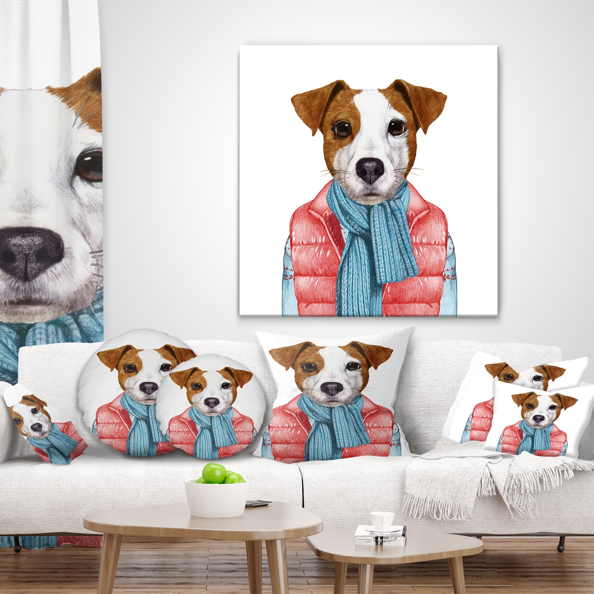 Designart Funny Jack Russell in Formal Suit - Animal Throw Pillow - 16x16