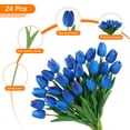 thumbnail image 3 of Uxcell 24Pcs Tulipanes Falsos Flores Artificiales, Tulipanes de PU que Lucen Reales con Tallos, Azules, 3 of 6