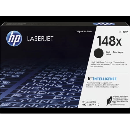 UPC: 0194850663345 | HP 148X Black LaserJet Toner Cartridge | Compatible with LaserJet Pro 4001 & MFP 4101 | W1480X  Black