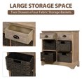 thumbnail image 3 of Rustic Storage Cabinet with 2 Drawers and 4 Rattan Baskets, Wood Accent Chest Hallway Side Table for Dining Room/Living Room, White Washed, 3 of 8
