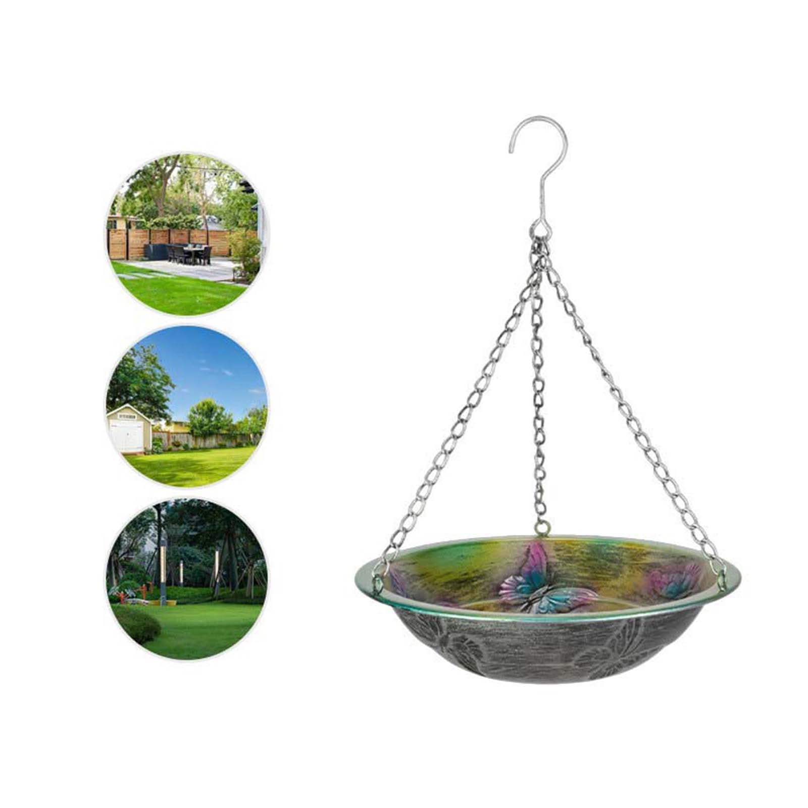 Kumdkd Wrought Iron Hummingbird Feeder Outdoor, 18x13in Metal Hanging Bird Feeder, Decorative Garden Feeder for Hummingbirds & Wild Birds, Rust-Resistant Yard Patio Decor