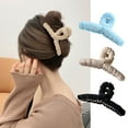 thumbnail image 2 of Women Hair Claw Plush Covered Solid Color Cross Teeth Hollow Out Solid Color Strong Claw Anti-slip Elastic Spring Women Hair Clamp Hair Gripper, 2 of 8