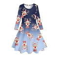 thumbnail image 5 of WEAIXIMIUNG Robe Bleue Enfants Filles Tout-Petits Arbres de Noël Imprimé Cerf Robe de Fête à Manches Longues 6-7 Ans, 5 of 5