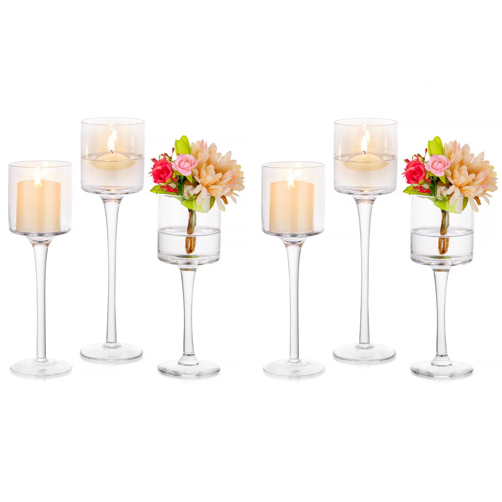 Crystal Candlestick Tea Light Holder Candle Stand Centerpieces Wedding Decor UK 