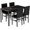 Black+black, variant on Recaceik Dining Table Set for 4, Kitchen Table and Chairs Set with Faux Marble Tabletop & 4 Leather Upholstered Chairs for Kitchen Dining Room, Breakfast Nook, Compact Space, Dinette Set, Black+Black