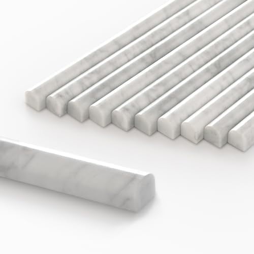 10-Pack Carrara White Marble Pencil Liner Tile Trim, 3/4''x12 Honed Natural Stone Bullnose Tile Edge Trim Molding for Kitchen Bathroom Shower Backsplash Wall$$Tools & Hardware Other