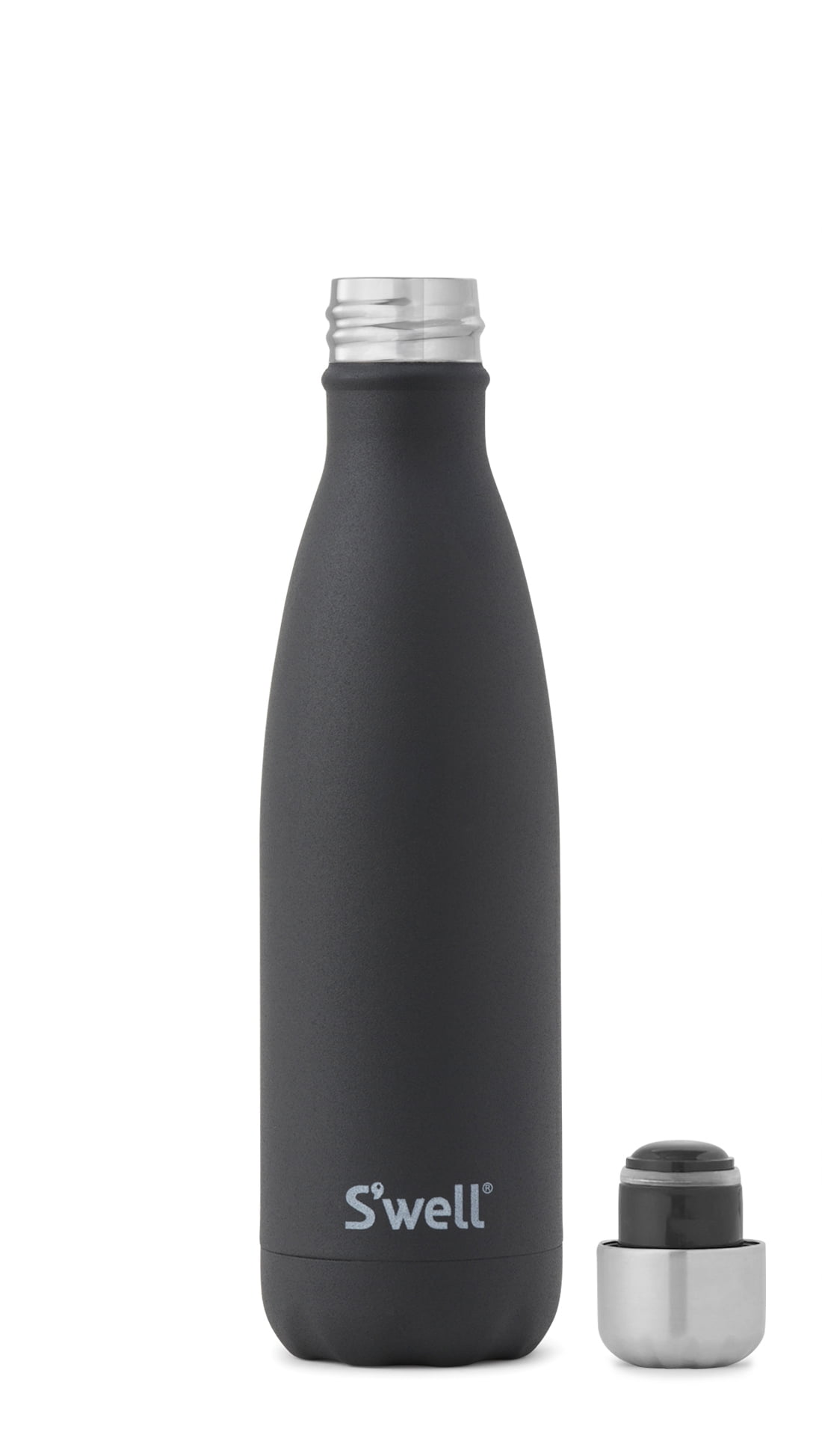S'well 17 oz Onyx Black and Silver Solid Print Triple Layered Vacuum  Insulated Stainless Steel Water Bottle with Screw Cap 