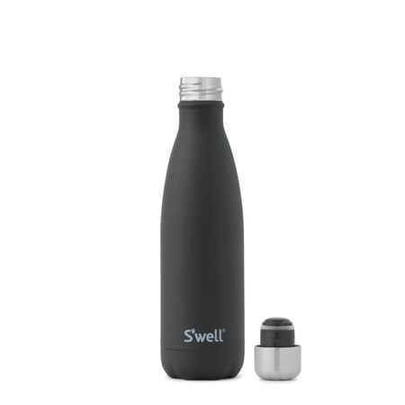 

S well 17 oz Onyx Black and Silver Solid Print Triple Layered Vacuum Insulated Stainless Steel Water Bottle with Screw Cap