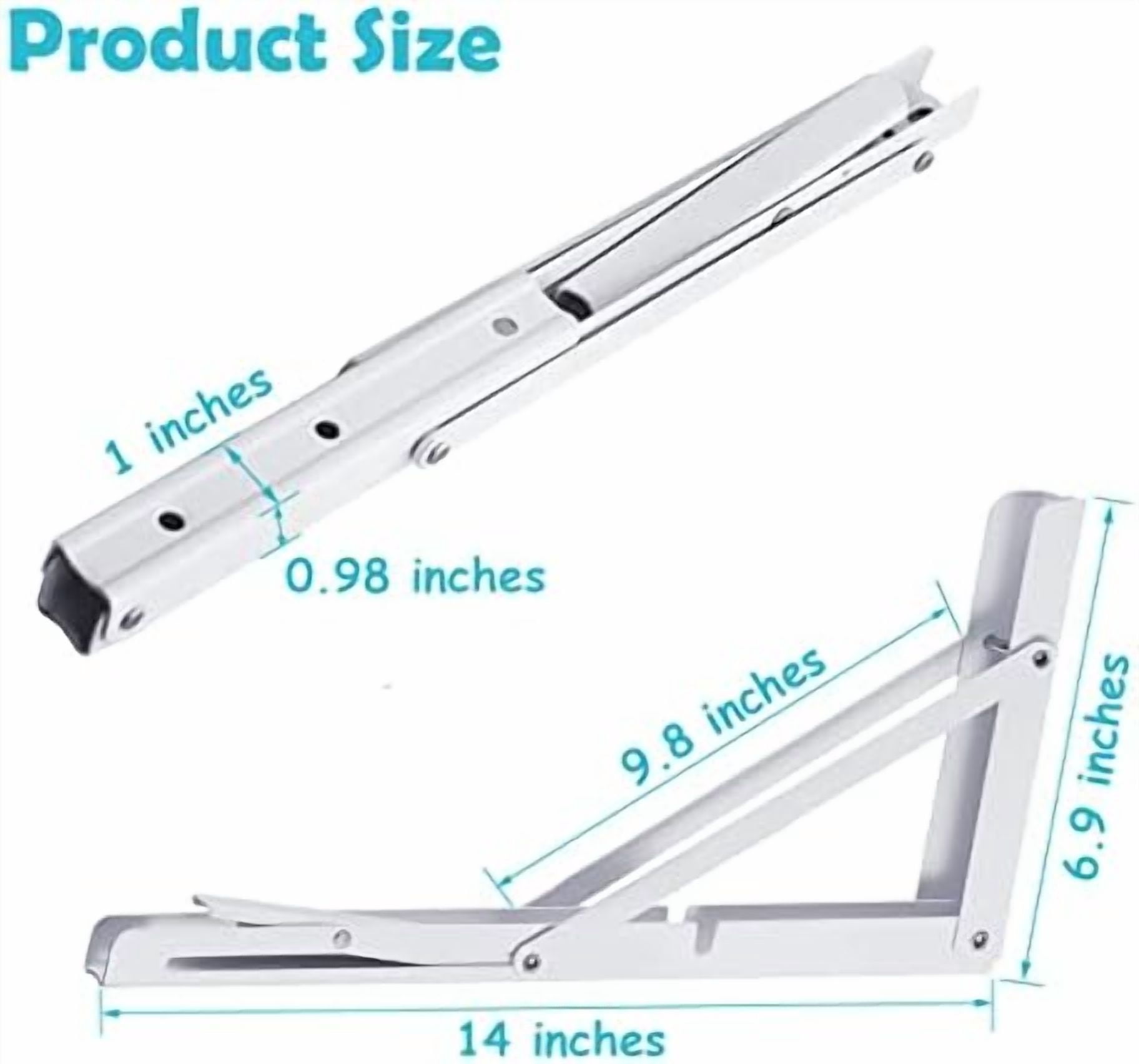 CLT 14" White Folding Shelf Brackets Max. Load 440 lb, Heavy Duty DIY Wall Mounted Shelf Bracket Space Saving for Table Work Bench, Pack of 2