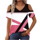 thumbnail image 1 of Puntoco Liquidación de blusas cortas para mujer, blusas estampadas para mujer, blusas de manga corta con escote en V y hombros descubiertos, blusas de moda, 1 of 5