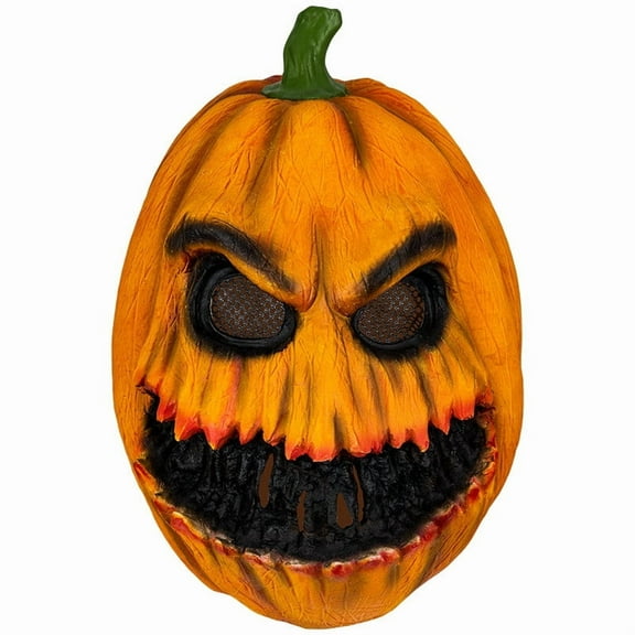 One Size Pumpkin Head Halloween Mask Horror Costume Piece Flexible Material for Role-Playing Dress-Up Party Scary Season