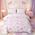 thumbnail image 2 of Manfei Pink Polkadot Bow Bed Spread Queen,Kawaii Heart Print Queen Coverlet Set,3-Piece,1 Quilt and 2 Pillowcases, 2 of 7