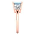 thumbnail image 3 of 4.0ct square emerald cut blue natural aquamarine 18k rose gold 3 stone Bridal Wedding Engagement Promise Anniversary Ring for Women size 4, 3 of 7