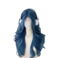 thumbnail image 2 of Fiudx Ofertas de la semana Peluca azul para mujer con pelo largo y rizado, 2 of 3