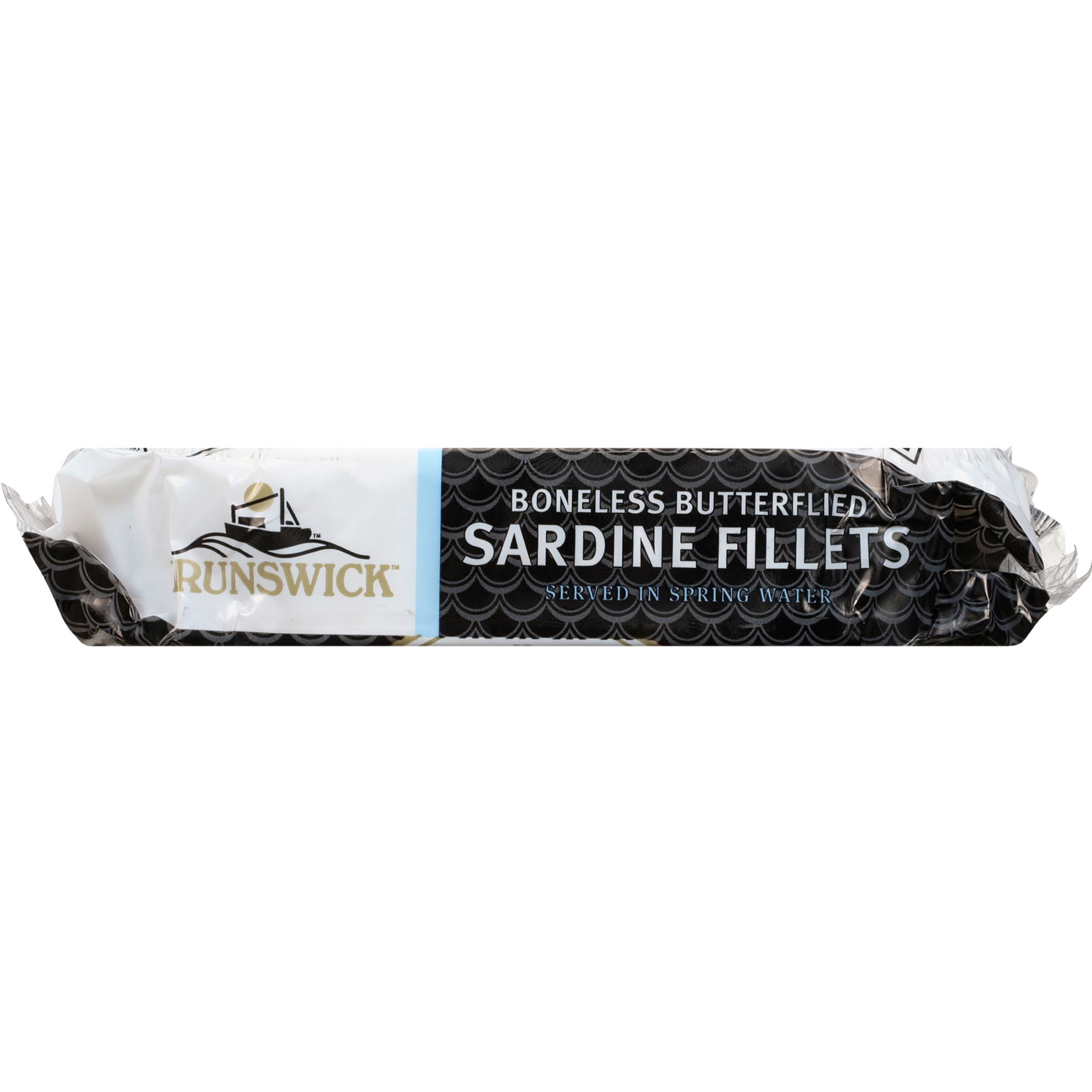 Brunswick Sardines in Spring Water, 3.75 oz Can - Boneless Butterflied Sardine Fillets - Wild Caught - 18g Protein per Serving - Gluten Free, Keto Friendly