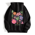 thumbnail image 4 of TINZ Chandail à Capuchon Imprimé Fleurs de Vacances/leisure & Slogan avec Cordon de Serrage Longue Veste d'Hiver Chandail en Molleton Femmes Robe Chandail à Capuchon Décontractée Tendance Femmes, 4 of 4