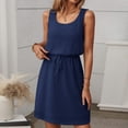 thumbnail image 3 of Square Neck Drawstring Sleeveless Vest Dress With, 3 of 6