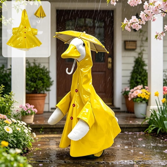Goose-Themed Porch Decor Garden Clothing, Durable Polyester Outfit for Outdoor Lawn and Patio Display Yellow