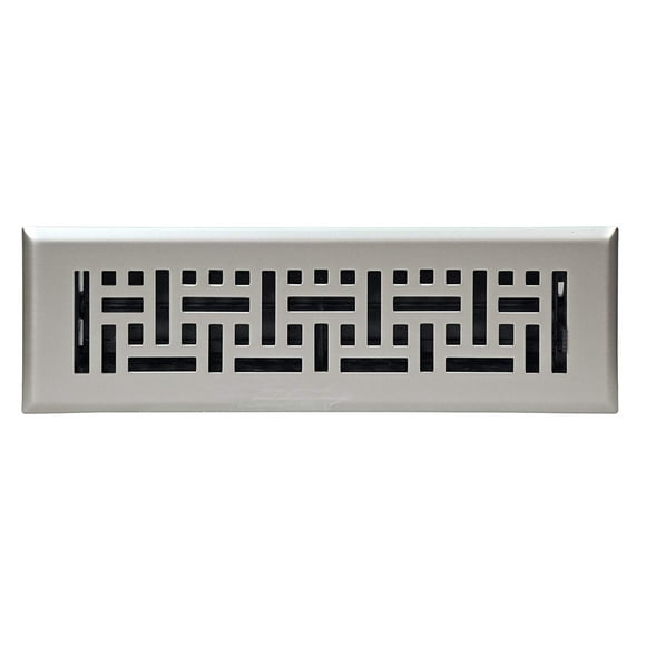 2" X 12" Modern Victorian Floor Register Grille with Dampers - Decorative Grate - HVAC Vent Duct Cover - Satin Nickel