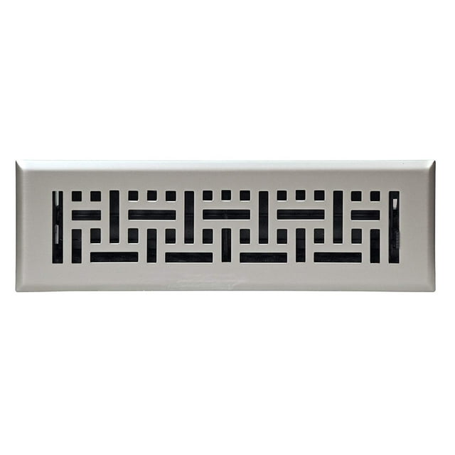 2" X 12" Modern Victorian Floor Register Grille with Dampers - Decorative Grate - HVAC Vent Duct Cover - Satin Nickel