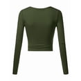 thumbnail image 2 of Doublju Women's V-Neck Long Sleeve Surplice Crop Top, 2 of 2