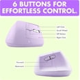 thumbnail image 3 of X9 Performance Wireless Vertical Ergonomic Mouse - (BT + 2.4Ghz) - Click in Comfort - Up to 4000 DPI, 6 Button, Rechargeable - Bluetooth Ergonomic Vertical Mouse Wireless - For Mac and PC - Purple, 3 of 8