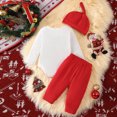 thumbnail image 5 of 0-3 Months Baby Boy Christmas Outfit Long Sleeve Romper Overall Pants Hat 3Pcs Fall Winter Clothes Set 3 6 9 12 18 Months Toddler Boys Clothes,Red, 5 of 9