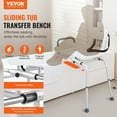 thumbnail image 3 of Sliding Tub Transfer Bench Shower Chair - Cut-Out Seat, Adjustable Height, Reversible Backrest - for Seniors & Disabled, 3 of 11