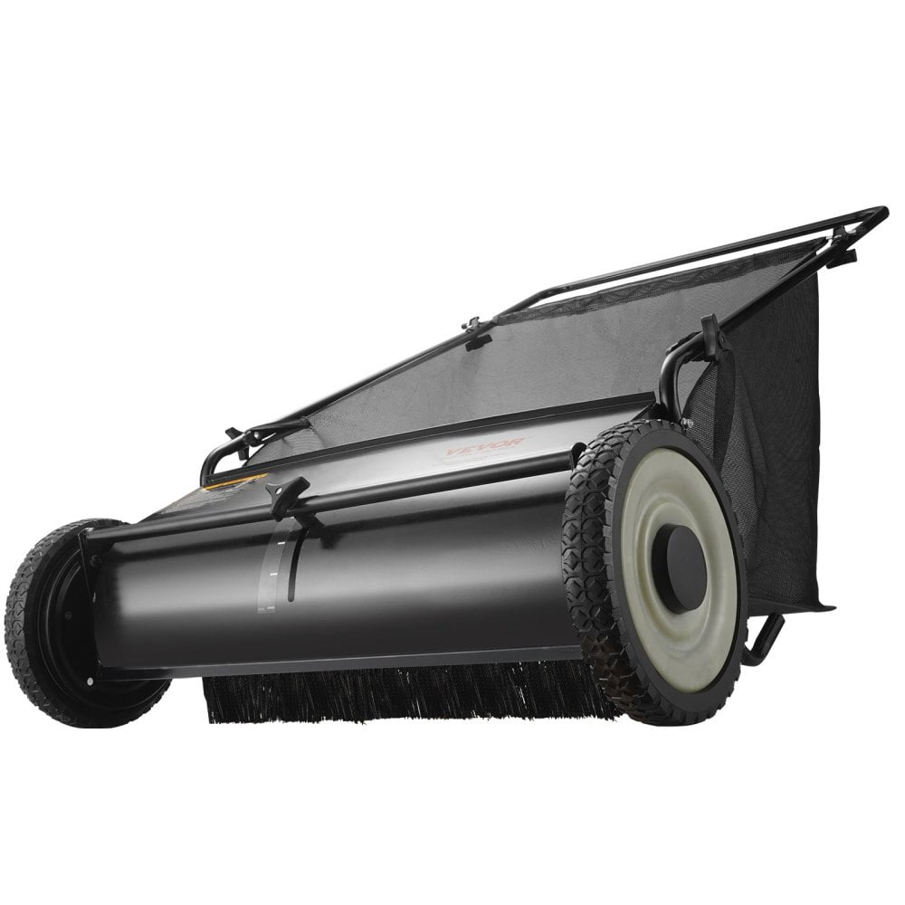 NOBOLEA 26" Push Lawn Sweeper, 7 Cu Ft Leaf & Grass Collector with 4 Brushes, Adjustable Height Heavy Duty Yard Sweeper for Lawn Debris Cleanup