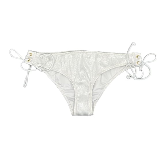 Victoria's Secret Pink Mini Cheekster String Bikini Swim Bottom Shiny White Size Large NWT