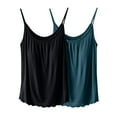 thumbnail image 2 of QUINDOS Summer Tank Tops for Women Athletic 2 Pack Camisoles for Women Plus Multi Pack Spaghetti Strap Workout Crew Neck Sleeveless Shirts Tops Solid Color Loose Ruffle Undershirts, 2 of 4