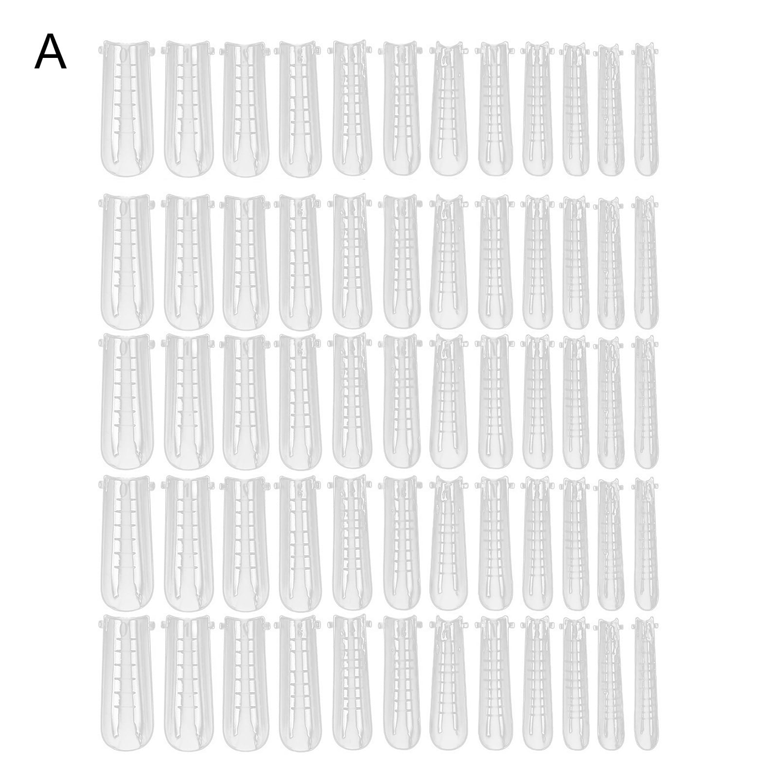 Grofry 60Pcs Artificial Nail Tips Graduated Extend Nails Clear Coffin