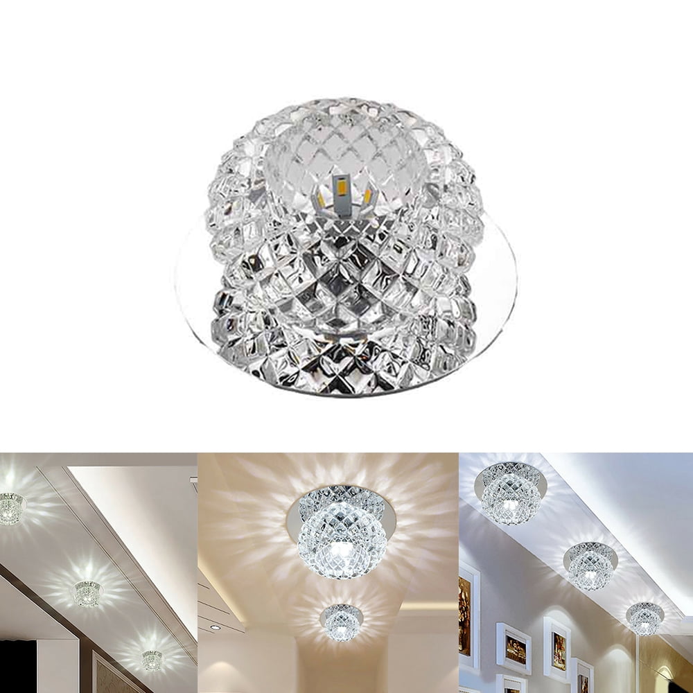 Gimartuk Modern Crystal 5W LED Ceiling Light Fixture 85-265V Flush Mount Aisle/Corridor/Porch Light Pendant Lamp Lighting Chandelier Warm White