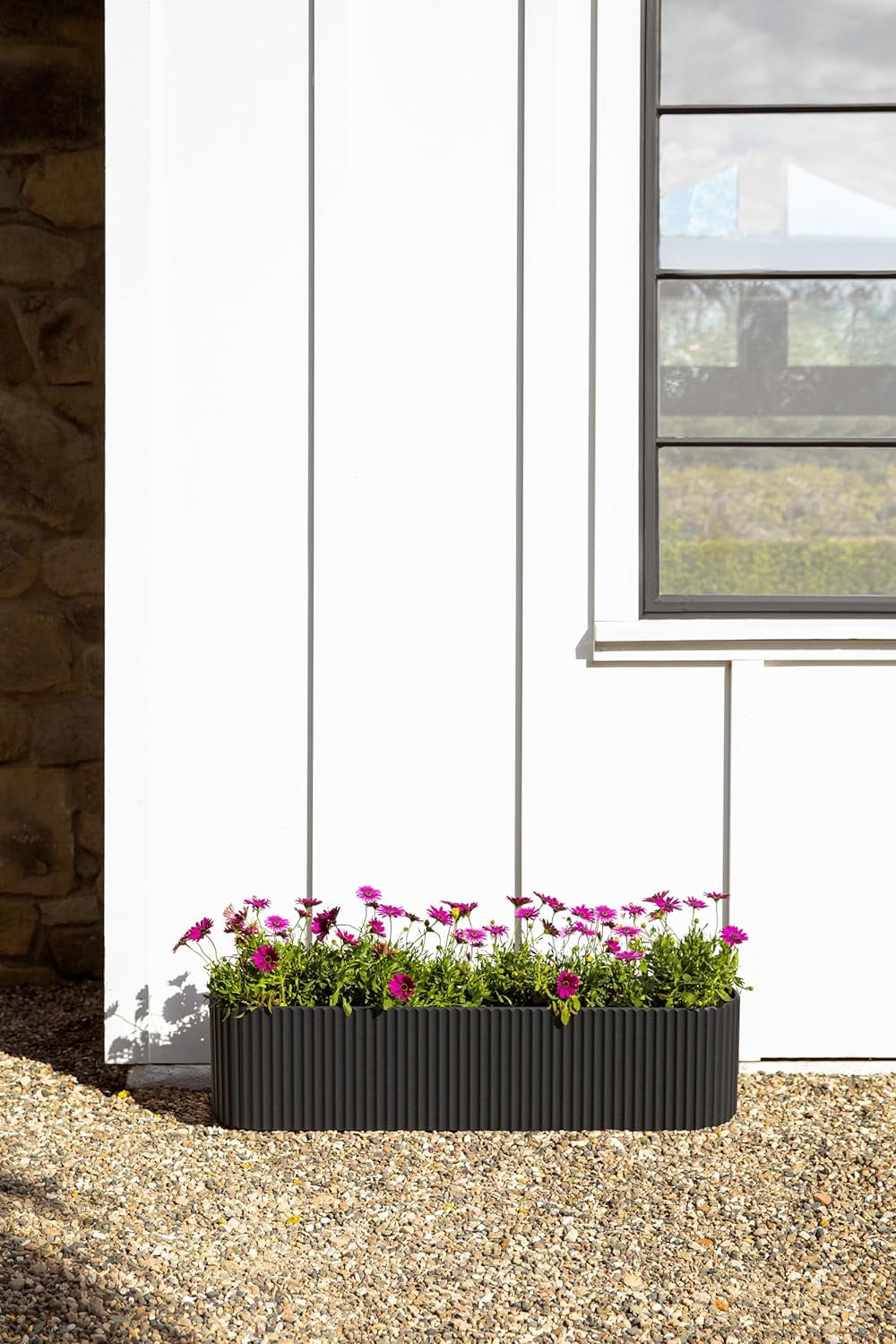 JessieMal Demi Series Window Box Planter - Long Planter Box for Windowsill/Balcony | Durable Plastic-Stone Composite Material | Modern Décor for Flowers/Herbs
