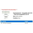 thumbnail image 2 of Head Gasket Set - Compatible with 1991 - 1993 Ford Thunderbird 5.0L V8 1992, 2 of 2