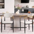 thumbnail image 3 of S-HOME Ergonomic Upholstered Dining Chair Set of 2 with Gold-Accented Armrests for Home or Office Use Metal Frame, Beige, 3 of 9