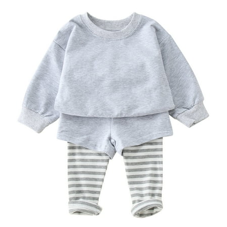 

Cathalem Teens Fashion Tracksuit for Girls Girls Clothes Sports + Striped 2PCS Pants Boys Outfits Girls Fall Outfits Size 14 Childrenscostume Grey 2-3 Years