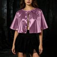 thumbnail image 3 of JOANKDMI Metallic Shiny Capelet for Women Short Cloak Tie Front Shrug Costume Accessories for Halloween Party Mermaid Alien Disco Festival Fancy Dress Up, 3 of 5